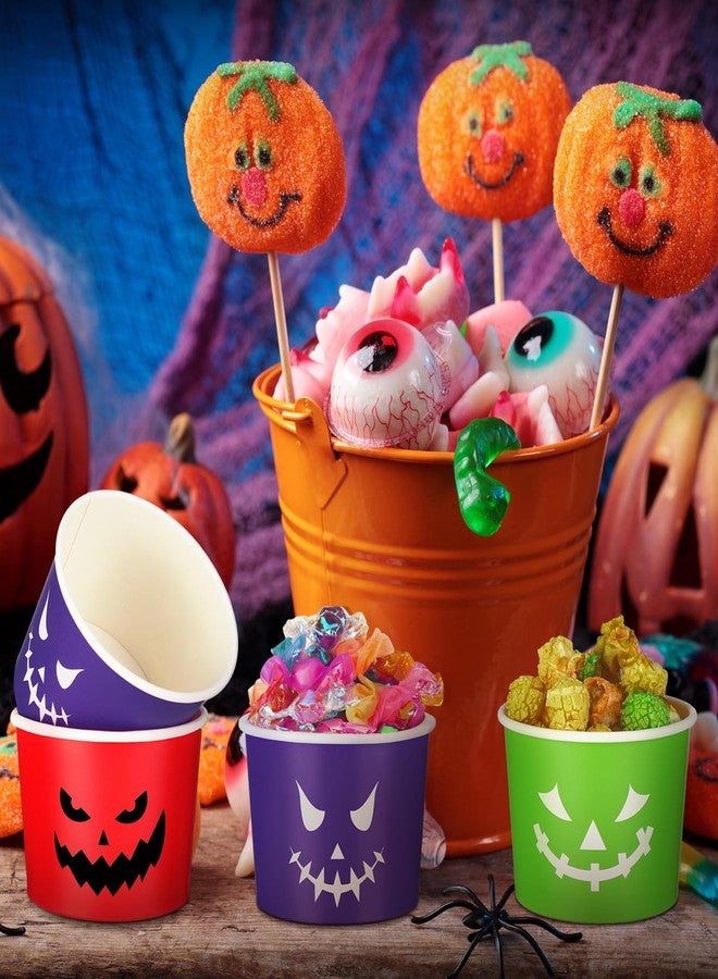 Uiifan 80 Pcs 8 Oz Halloween Disposable Cups Paper Snack Cups Halloween Party Cups Disposable Pumpkin Bowls for Adult Coffee Juice Hot Cold Drinks Candy Snack Party Supplies, 4 Styles - Image 5